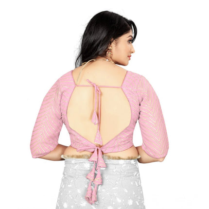 Rosolly Women's Georgette Embroidery Readymade Blouse (L.Pink, Size: Free Size)