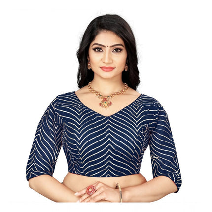 Rosolly Women's Georgette Embroidery Readymade Blouse (Navy Blue, Size: Free Size)