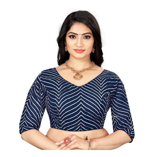 Rosolly Women's Georgette Embroidery Readymade Blouse (Navy Blue, Size: Free Size)