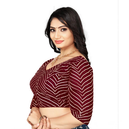 Rosolly Women's Georgette Embroidery Readymade Blouse (Maroon, Size: Free Size)
