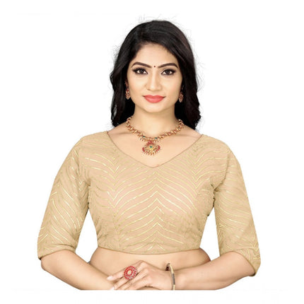 Rosolly Women's Georgette Embroidery Readymade Blouse (Cream, Size: Free Size)