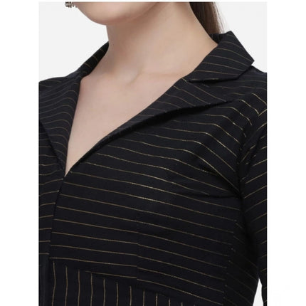 Rosolly Women's Cotton Striped Readymade Blouse (Black, Size: Free Size)