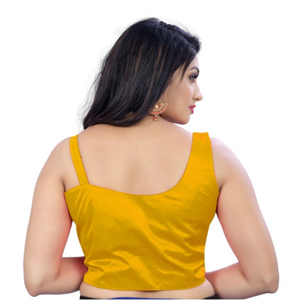 Rosolly Women's Satin Satin Readymade Blouse (Mustard, Size: Free Size)