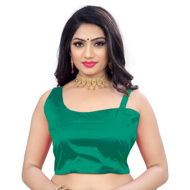 Rosolly Women's Satin Satin Readymade Blouse (Green, Size: Free Size)