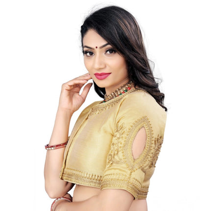 Rosolly Women's Phantom Embroidery Readymade Blouse (Beige, Size: Free Size)