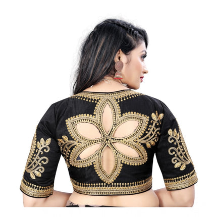 Rosolly Women's Phantom Embroidery Readymade Blouse (Black, Size: Free Size)