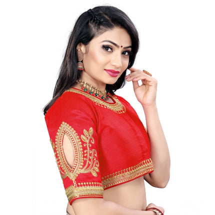 Rosolly Women's Phantom Embroidery Readymade Blouse (Red, Size: Free Size)