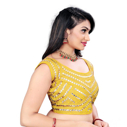 Rosolly Women's Phantom Embroidery Readymade Blouse (Yellow, Size: Free Size)