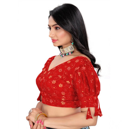Rosolly Women's Jimmy Choo Embroidery Readymade Blouse (Red, Size: Free Size)