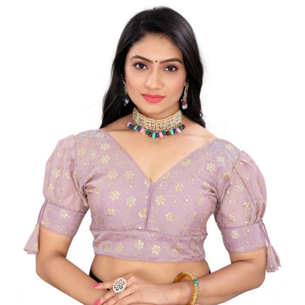 Rosolly Women's Jimmy Choo Embroidery Readymade Blouse (Lavender, Size: Free Size)