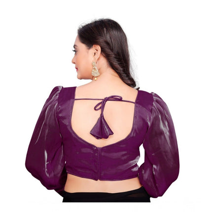 Rosolly Women's Organza Plain Readymade Blouse (Magenta, Size: Free Size)