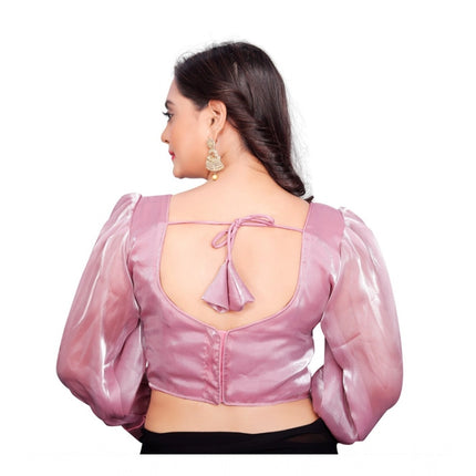 Rosolly Women's Organza Plain Readymade Blouse (Baby Pink, Size: Free Size)