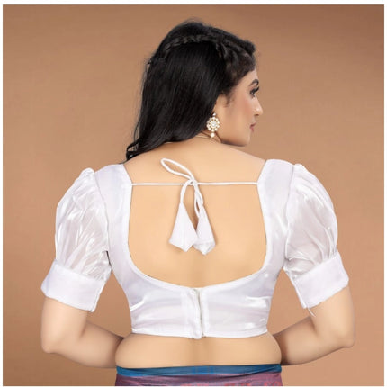 Rosolly Women's Organza Plain Readymade Blouse (White, Size: Free Size)