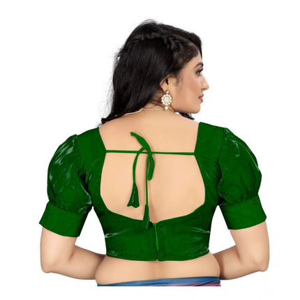 Rosolly Women's Organza Plain Readymade Blouse (Green, Size: Free Size)