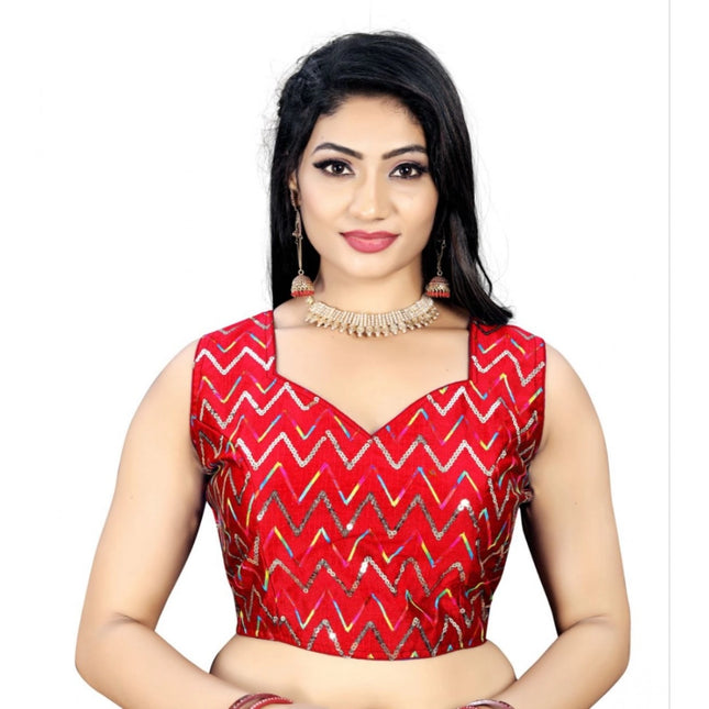 Rosolly Women's Phantom Sequins Readymade Blouse (Red, Size: Free Size)