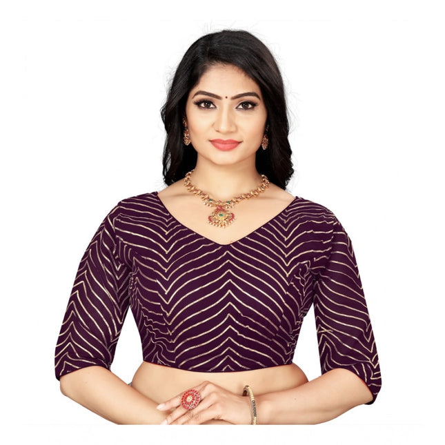 Rosolly Women's Georgette Embroidery Readymade Blouse (Purple, Size: Free Size)