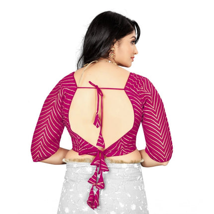 Rosolly Women's Georgette Embroidery Readymade Blouse (Pink, Size: Free Size)