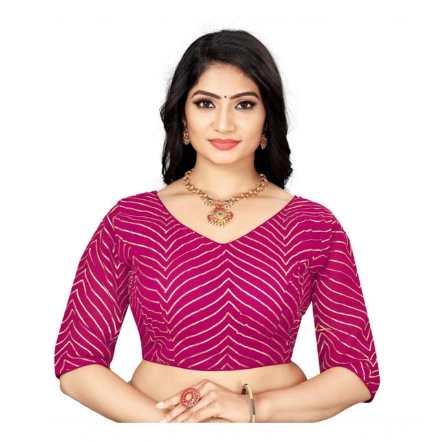 Rosolly Women's Georgette Embroidery Readymade Blouse (Pink, Size: Free Size)