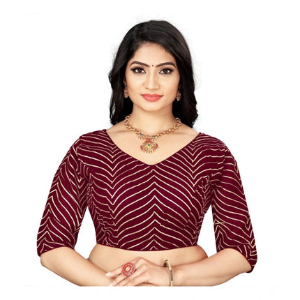 Rosolly Women's Georgette Embroidery Readymade Blouse (Maroon, Size: Free Size)
