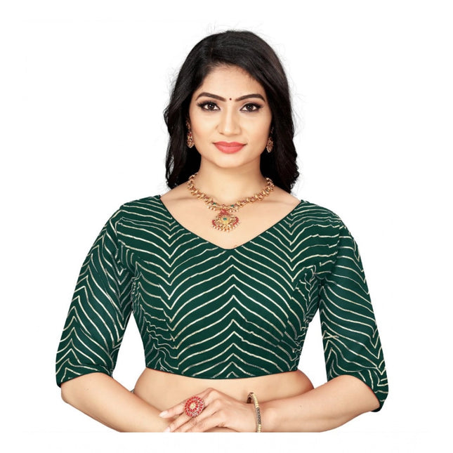 Rosolly Women's Georgette Embroidery Readymade Blouse (Green, Size: Free Size)