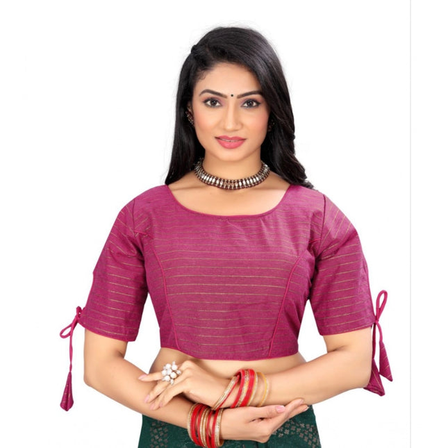 Rosolly Women's Cotton Thread Work Readymade Blouse (Barbie Pink, Size: Free Size)