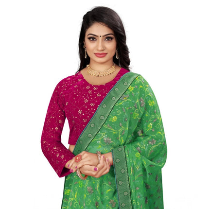 Rosolly Women's Velvet Embroidery Readymade Blouse (Pink, Size: Free Size)