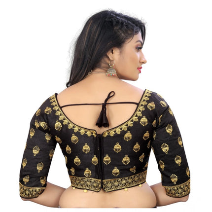 Rosolly Women's Phantom Embroidery Readymade Blouse (Black, Size: Free Size)