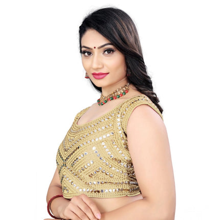 Rosolly Women's Phantom Embroidery Readymade Blouse (Beige, Size: Free Size)