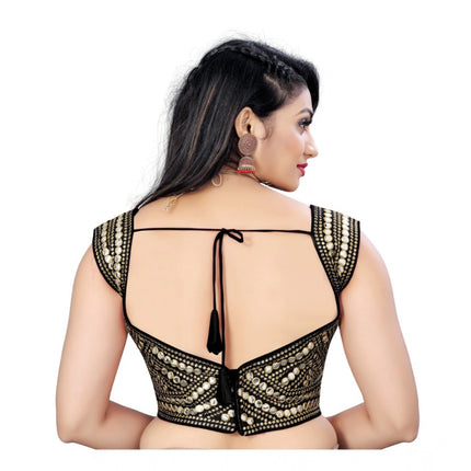 Rosolly Women's Phantom Embroidery Readymade Blouse (Black, Size: Free Size)
