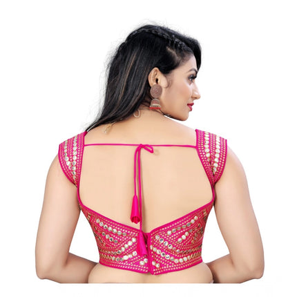 Rosolly Women's Phantom Embroidery Readymade Blouse (Pink, Size: Free Size)