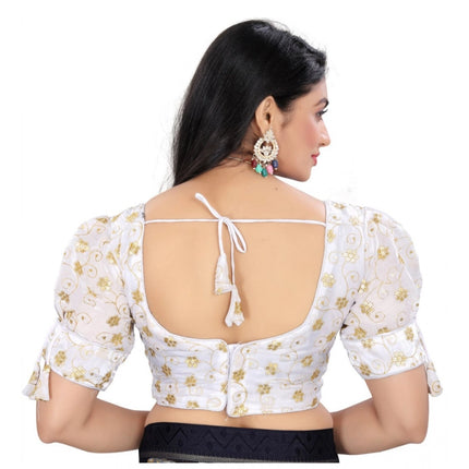 Rosolly Women's Jimmy Choo Embroidery Readymade Blouse (White, Size: Free Size)