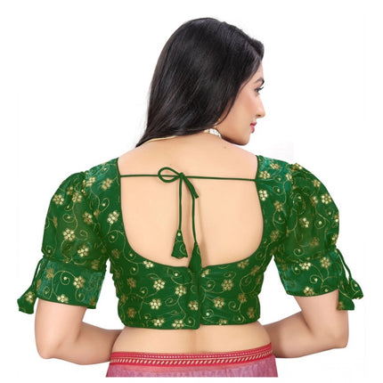 Rosolly Women's Jimmy Choo Embroidery Readymade Blouse (Green, Size: Free Size)
