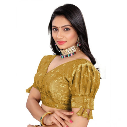 Rosolly Women's Jimmy Choo Embroidery Readymade Blouse (Gold, Size: Free Size)