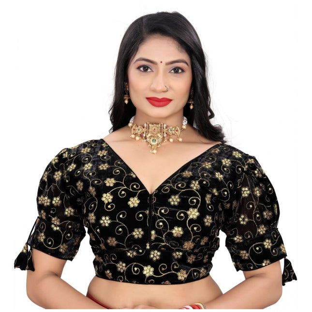 Rosolly Women's Jimmy Choo Embroidery Readymade Blouse (Black, Size: Free Size)