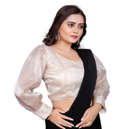 Rosolly Women's Organza Plain Readymade Blouse (Black, Size: Free Size)