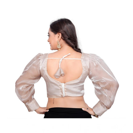 Rosolly Women's Organza Plain Readymade Blouse (Black, Size: Free Size)