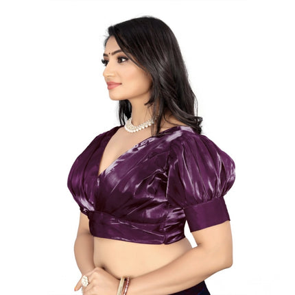 Rosolly Women's Organza Plain Readymade Blouse (Magenta, Size: Free Size)