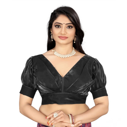 Rosolly Women's Organza Plain Readymade Blouse (Black, Size: Free Size)