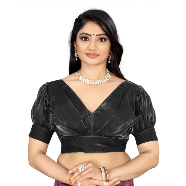 Rosolly Women's Organza Plain Readymade Blouse (Black, Size: Free Size)