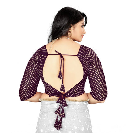 Rosolly Women's Georgette Embroidery Readymade Blouse (Purple, Size: Free Size)