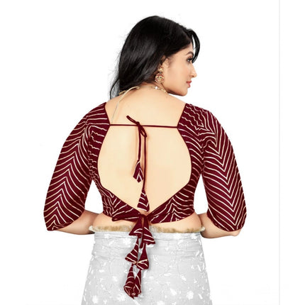 Rosolly Women's Georgette Embroidery Readymade Blouse (Maroon, Size: Free Size)