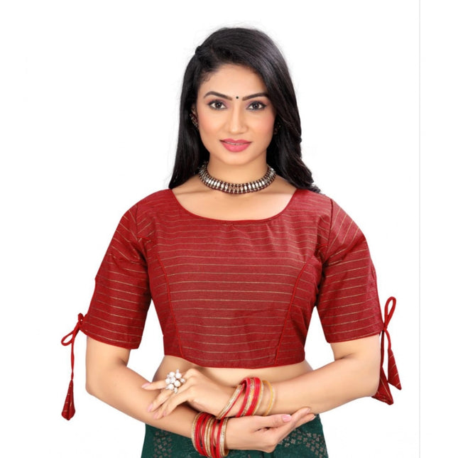 Rosolly Women's Cotton Thread Work Readymade Blouse (Red, Size: Free Size)