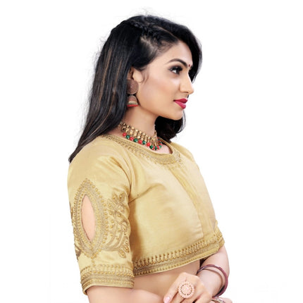Rosolly Women's Phantom Embroidery Readymade Blouse (Beige, Size: Free Size)