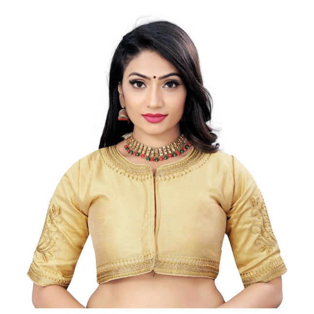 Rosolly Women's Phantom Embroidery Readymade Blouse (Beige, Size: Free Size)