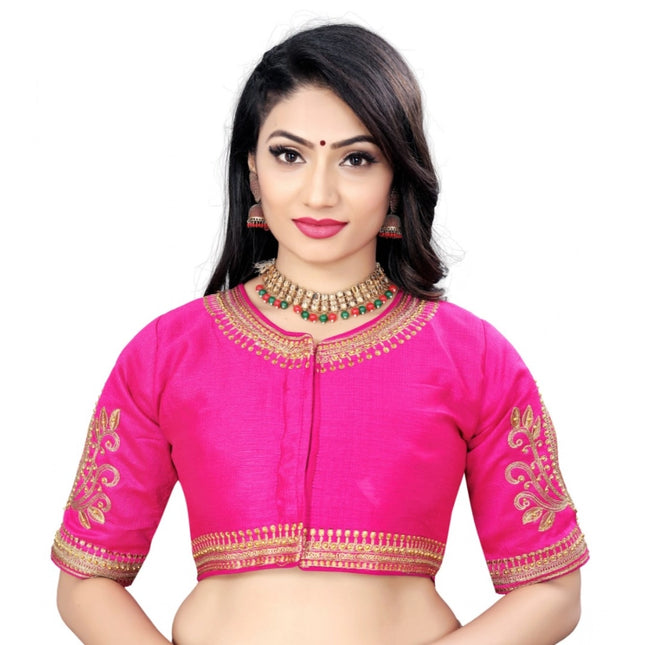 Rosolly Women's Phantom Embroidery Readymade Blouse (Pink, Size: Free Size)