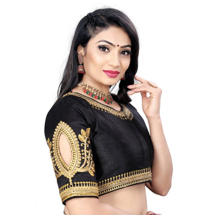Rosolly Women's Phantom Embroidery Readymade Blouse (Black, Size: Free Size)