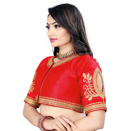 Rosolly Women's Phantom Embroidery Readymade Blouse (Red, Size: Free Size)