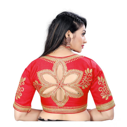 Rosolly Women's Phantom Embroidery Readymade Blouse (Red, Size: Free Size)