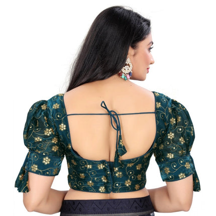 Rosolly Women's Jimmy Choo Embroidery Readymade Blouse (Teal, Size: Free Size)