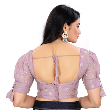 Rosolly Women's Jimmy Choo Embroidery Readymade Blouse (Lavender, Size: Free Size)
